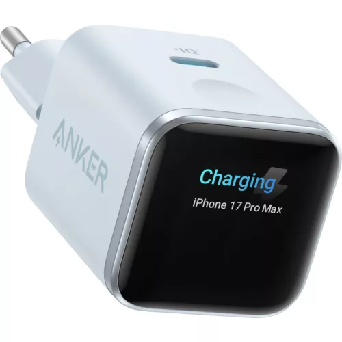 Anker Nano Display 45W GaN USB-C intelligens gyorstöltő – kék