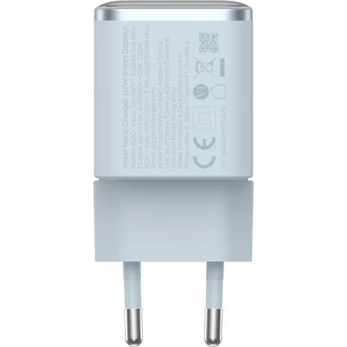 Anker Nano Display 45W GaN USB-C intelligens gyorstöltő – kék