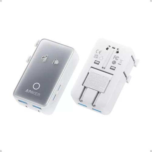 Anker Nano Travel 5 az 1-ben univerzális utazóadapter, 20W, 2× USB-C + 2× USB-A – fehér