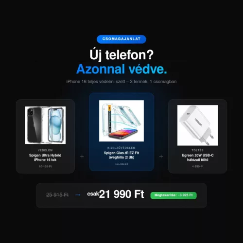 Új telefon alapcsomag – iPhone 16 védelmi szett