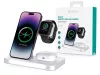 Devia Smart Series 3 az 1-ben vezeték nélküli töltőállvány iPhone-hoz, Apple Watch-hoz és AirPods-hoz, éjjeli fénnyel