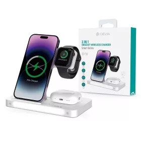   Devia Smart Series 3 az 1-ben vezeték nélküli töltőállvány iPhone-hoz, Apple Watch-hoz és AirPods-hoz, éjjeli fénnyel