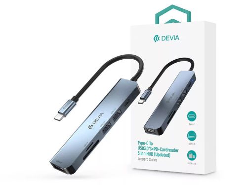 DEVIA 5 az 1-ben Type-C HUB SD/TF olvasóval, 100W PD gyorstöltéssel