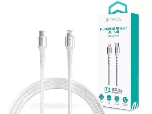 DEVIA Gracious Serie USB-C → Lightning PD gyorstöltő kábel 1,5 m (3A) – fehér