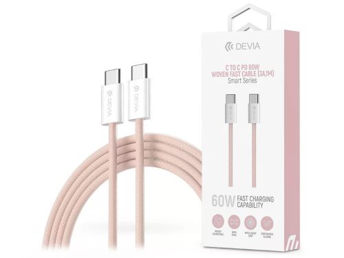 USB-C – USB-C 60W fonott gyorstöltő kábel (Rosegold)