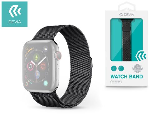 Apple Watch fém szíj - Devia Elegant Series Milanese Loop - 42/44/45/49 mm - fekete