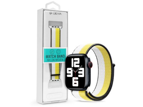 Apple Watch szövet sport szíj - Devia Nylon Woven Braided Adjustable two-tone Watch Loop - 42/44/45/49 mm - oat milk