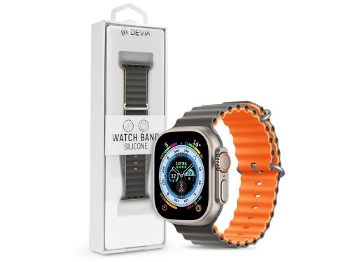 Apple Watch szilikon sport szíj - Devia Deluxe Series Sport6 Silicone Two-tone Watch Band - 42/44/45/49 mm - szürke/narancs