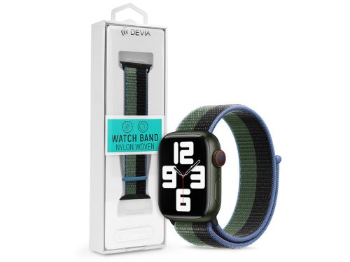Apple Watch szövet sport szíj - Devia Nylon Woven Braided Adjustable two-tone Watch Loop - 38/40/41 mm - eucalyptus green