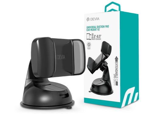 Devia műszerfalra / szélvédőre helyezhető autós tartó 3,5-6'' méretű készülékekhez- Devia Universal Suction Pad Car Mount V2 - fekete