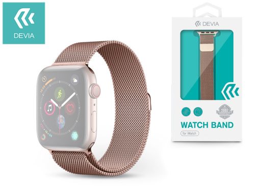 Apple Watch fém szíj - Devia Elegant Series Milanese Loop - 42/44/45/49 mm - rose gold