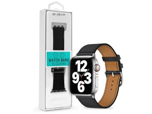 Apple Watch bőr szíj - Devia Elegant PU Leather Watch Band - 38/40/41 mm - fekete