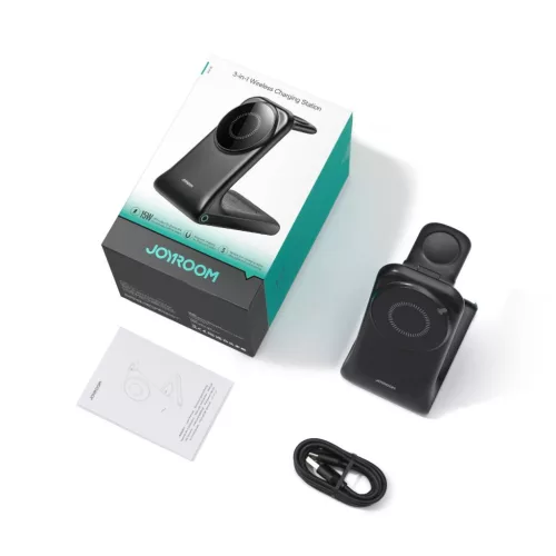 JOYROOM JR-W15™ 3 az 1-ben mágneses vezeték nélküli töltőállomás iPhone-hoz, Apple Watch-hoz és AirPods-hoz