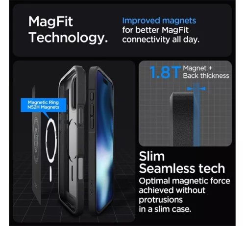 Spigen Core Armor MagFit Apple iPhone 16 Pro Max tok, MagSafe, Matte Black, fekete