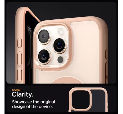 Spigen Ultra Hybrid MagFit Apple iPhone 16 Pro Max tok, MagSafe, Rose Titanium, átlátszó