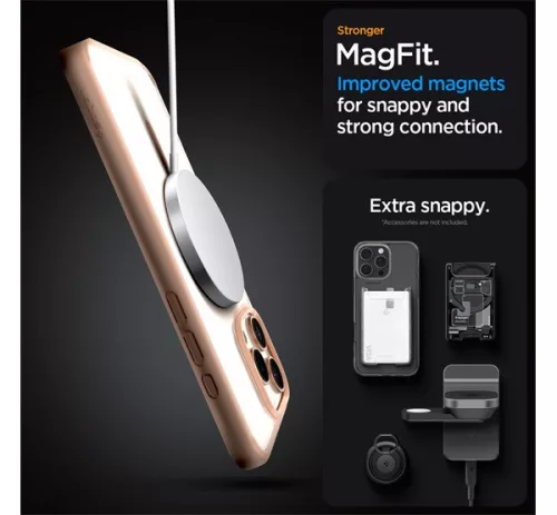 Spigen Ultra Hybrid MagFit Apple iPhone 16 Pro Max tok, MagSafe, Rose Titanium, átlátszó