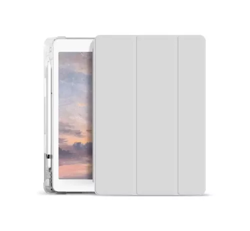 Xprotector Smart Book tok pencil tartóval, átlátszó szilikon hátlappal Apple iPad 10.9 2022 / iPad 11 2025 szürke 