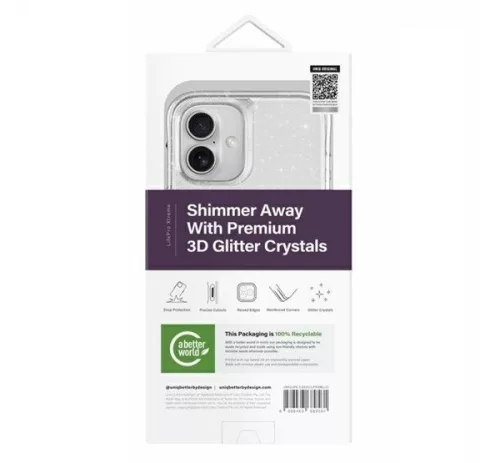 Uniq Lifepro Extreme Apple iPhone 16 Plus csillámos szilikon tok, átlátszó