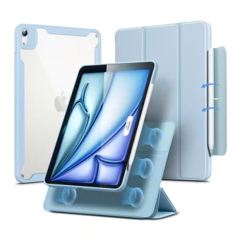   Apple iPad Air ( 2020 / 2022 / 2024 / 2025 ) mappa tok, mágneses rögzítés, csatos záródás, átlátszó
