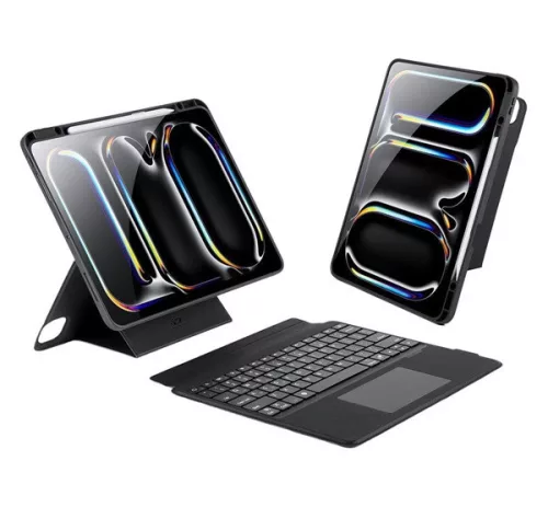 Dux Ducis DK iPad Pro 13 (2024 / 2025) kihajtható tok vezeték nélküli billentyűzettel, fekete