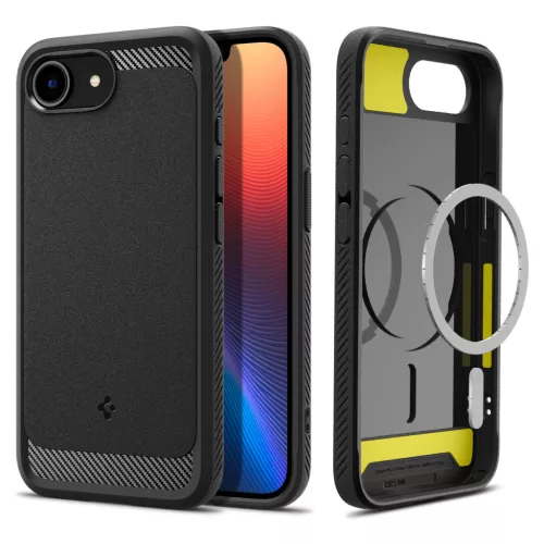 Spigen Rugged Armor MagFit MagSafe tok iPhone 17e / 16e – matt fekete