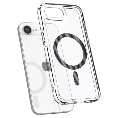 Spigen Ultra Hybrid MagFit Apple iPhone 17e / iPhone 16e tok, MagSafe, Carbon Fiber,  átlátszó-fekete