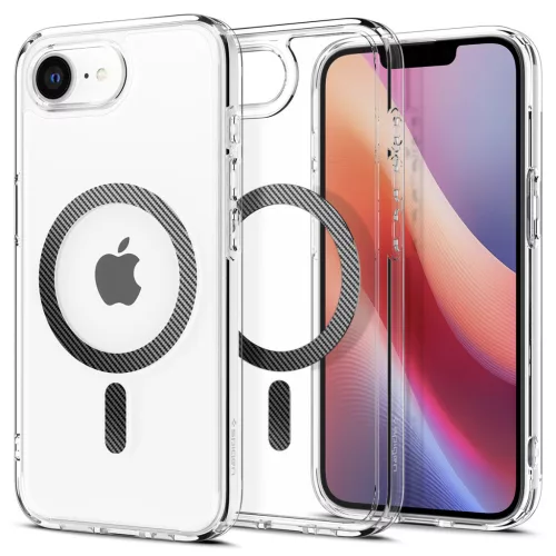 Spigen Ultra Hybrid MagFit Apple iPhone 17e / iPhone 16e tok, MagSafe, Carbon Fiber,  átlátszó-fekete