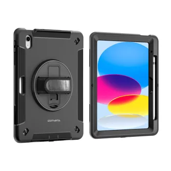   4smarts Rugged Apple iPad 10.9 2022 / iPad 11 2025 közepesen ütésálló tok kitámasztóval, fekete