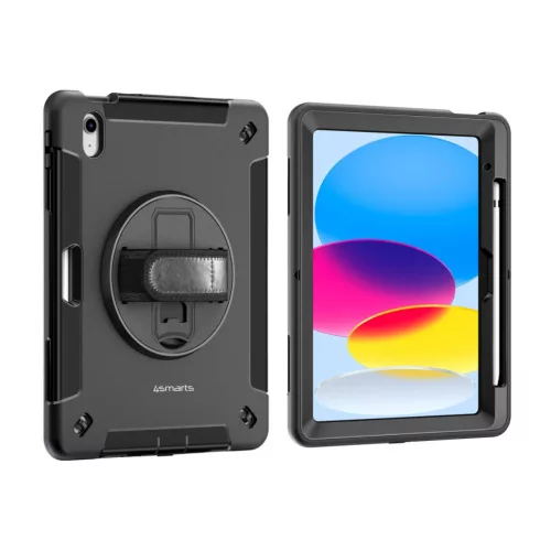 4smarts Rugged Apple iPad 10.9 2022 / iPad 11 2025 közepesen ütésálló tok kitámasztóval, fekete