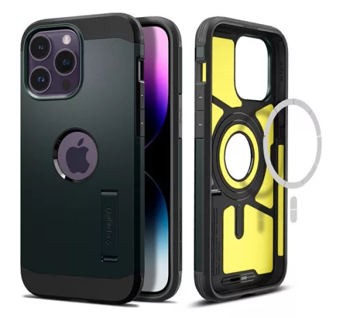 Spigen Tough Armor MagFit Apple iPhone 14 Pro tok Abyss Green MagSafe, zöld