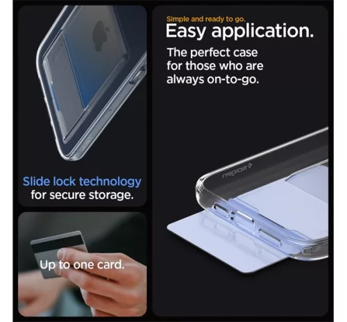 Spigen Crystal Slot Apple iPhone 15 Pro tok kártyatartóval, Crystal Clear, átlátszó
