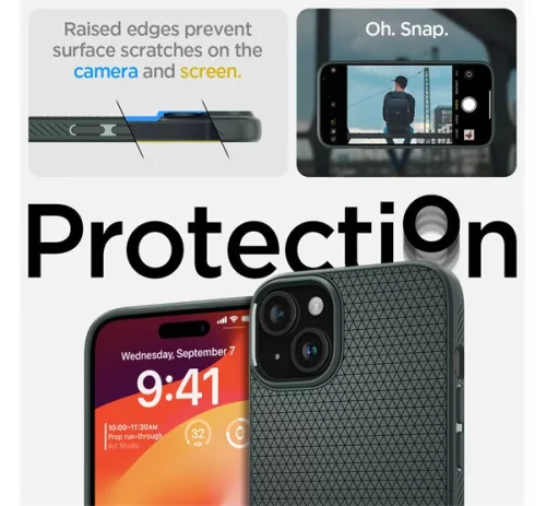 Spigen Liquid Air Apple iPhone 15 Plus tok, zöld
