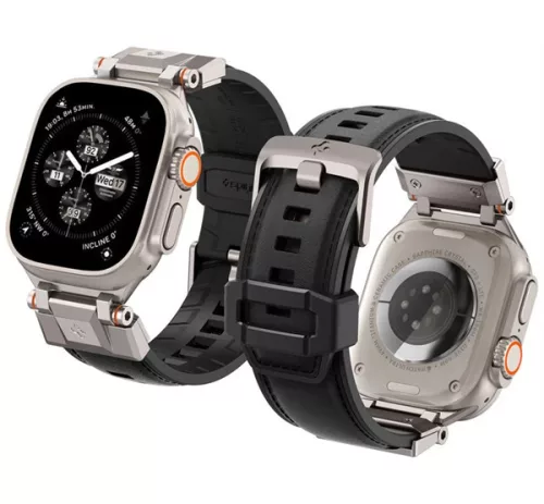 Spigen DuraPro Armor Apple Watch Ultra 3 / 2 / 1 49mm / 10 /  9 / 8 / 7 45mm / SE / 6 / 5 / 4 44mm / 3 / 2 / 1 42mm óraszíj, fekete (AMP07591)