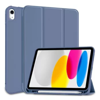   Apple iPad 10.9 2022 / iPad 11 2025, mappa tok, Apple Pencil tartóval, Smart Case, sötétkék