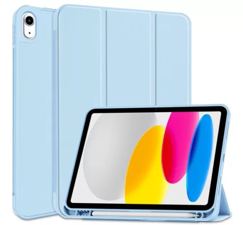 Apple iPad 10.9 2022 / iPad 11 2025, mappa tok, Apple Pencil tartóval, Smart Case, világoskék