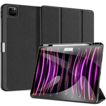   Apple iPad Pro 13 (2024 / 2025), mappa tok, Smart Case, érintőceruza tartó, Dux Ducis Domo, fekete