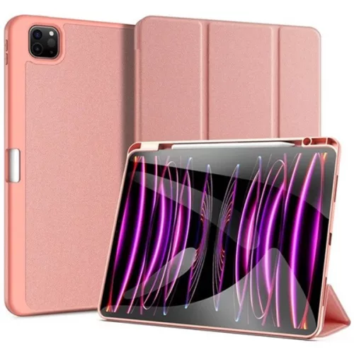 Apple iPad Pro 13 (2024 / 2025), mappa tok, Smart Case, érintőceruza tartó, Dux Ducis Domo, rózsaszín