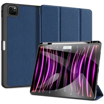   Apple iPad Pro 13 (2024 / 2025), mappa tok, Smart Case, érintőceruza tartó, Dux Ducis Domo, sötétkék
