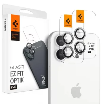   Spigen Glas.tR EZ Fit Optik Pro Apple iPhone 16 / 16 Plus / 17, Tempered kameravédő fólia, felhelyező kerettel, Crystal Clear / átlátszó (2db)