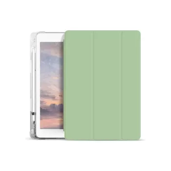   Xprotector Smart Book tok pencil tartóval, átlátszó szilikon hátlappal Apple iPad 10.9 2022 / iPad 11 2025 világoszöld 