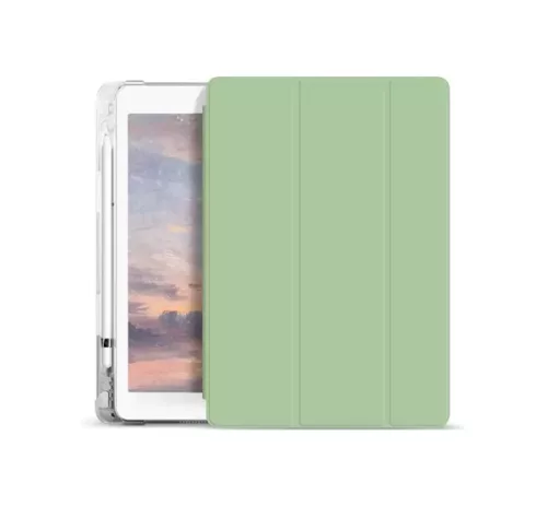 Xprotector Smart Book tok pencil tartóval, átlátszó szilikon hátlappal Apple iPad 10.9 2022 / iPad 11 2025 világoszöld 