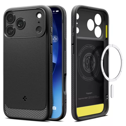 Spigen Rugged Armor MagFit Apple iPhone 17 Pro Max / 18 Pro Max tok, MagSafe, Matte Black, fekete