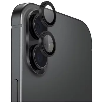   Uniq Optix Apple iPhone 17 tempered kameralencse-védő üvegfólia felhelyező kerettel, fekete