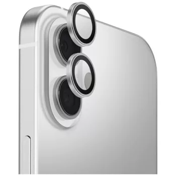   Uniq Optix Apple iPhone 16 / 16 Plus tempered kameralencse-védő üvegfólia felhelyező kerettel, ezüst