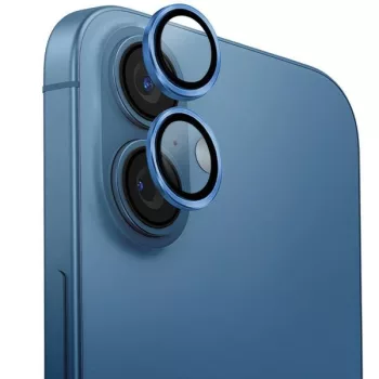   Uniq Optix Apple iPhone 16 / 16 Plus tempered kameralencse-védő üvegfólia felhelyező kerettel, kék