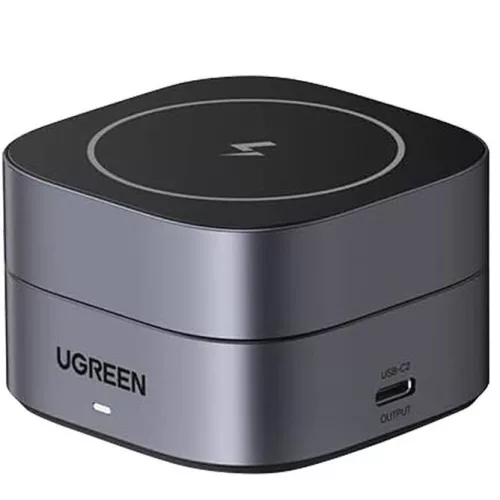 Ugreen W256 2in1 USB-C-USB-C Qi induktív iPhone/AirPods töltő USB-C kábellel, 20W, 1m, fekete