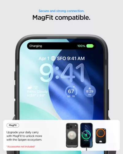 Spigen Rugged Armor MagFit MagSafe tok iPhone 17 Pro / 18 Pro – Matte Black