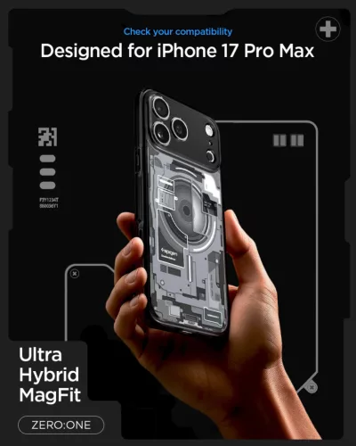 Spigen Ultra Hybrid MagFit Apple iPhone 17 Pro Max / 18 Pro Max tok, MagSafe, Zero One, fekete