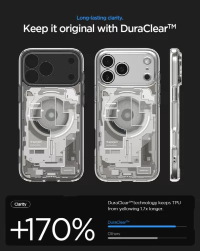 Spigen Ultra Hybrid MagFit Apple iPhone 17 Pro / 18 Pro tok, MagSafe, Zero One, Natural Titanium