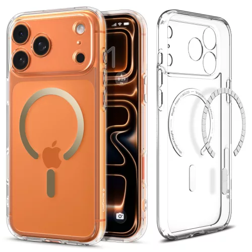 Spigen Ultra Hybrid MagFit Apple iPhone 17 Pro Max / 18 Pro Max tok, MagSafe, Clear Gold, átlátszó-arany